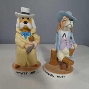 Prairie Dawgs Collection Marshal Mutt & Wyatt Arf Ceramic Figurines 5 Inches